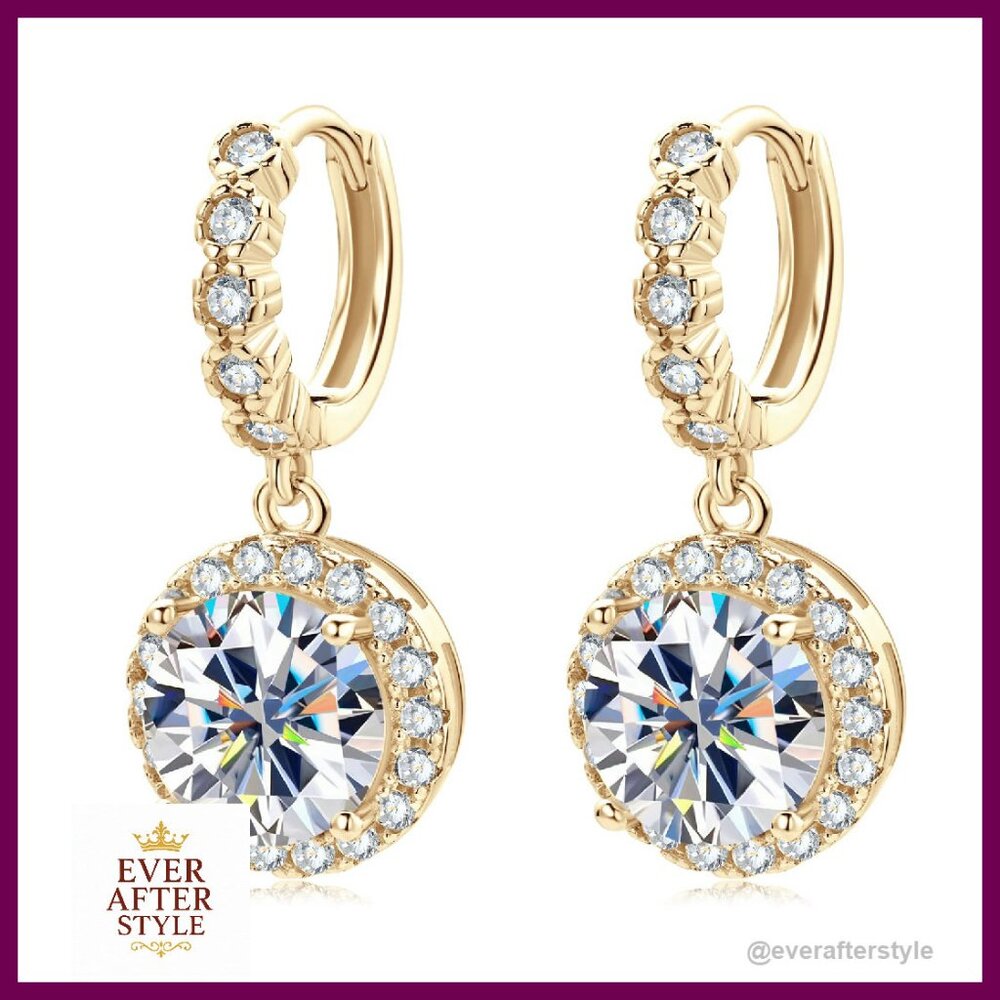 Sterling Silver Moissanite Dangle Earrings Hypoallergenic Elegant Chic Jewelry